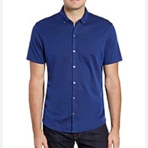ZACHARY PRELL Knit Short Sleeve Button-Up Shirt
